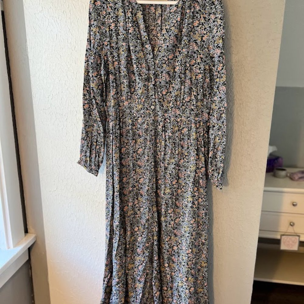 LOFT Floral Maxi Dress - Black, Pink, Blue